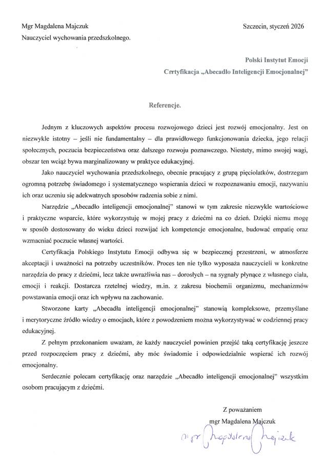 Oferta certyfikacji Abecadło Inteligencji Emocjonalnej 3 Opinia3